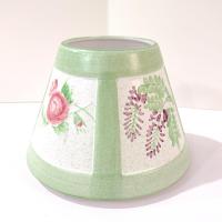 Vintage Large Floral Motif Ceramic Jar Candle Shade Topper, Country Cottage Candle Accessory