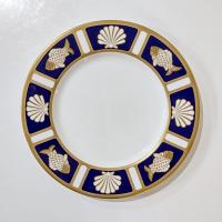 Vintage Mikasa Fish and Shell Cobalt Blue Salad Dessert Bone China Plates, Cathy Hardwick Nautical Beachy Appetizer Plates, Set of Four