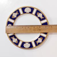 Vintage Mikasa Fish and Shell Cobalt Blue Salad Dessert Bone China Plates, Cathy Hardwick Nautical Beachy Appetizer Plates, Set of Four