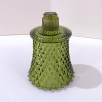 Vintage Homeco Green Diamond Cut Votive Cup Sconce Candle Holder, Home Interiors Glass Pegged Votive Cup