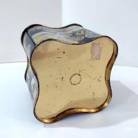 Vintage West Germany Biscuit Tin: World Monuments Design, Decorative Clover Shaped Metal Storage Container Box