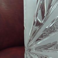 Vintage German Lead Crystal Frosted Sunburst Rectangular Flower Bud Vase