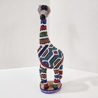 Vintage Mexican Folk Art Hand Crafted Glass Bead Wooden Giraffe Figurine