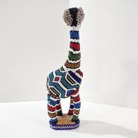 Vintage Mexican Folk Art Hand Crafted Glass Bead Wooden Giraffe Figurine