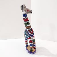 Vintage Mexican Folk Art Hand Crafted Glass Bead Wooden Giraffe Figurine