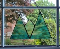 Stained Glass Mountains Suncatcher, Blue and Green Youghiogheny