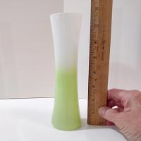 Vintage Libbey Lime Green and White Ombre Bud Vase, MCM Gradient Green Flower Vase