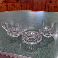 Vintage Gorham Lyric Crystal Creamer, Sugar, and Condiment Bowl Set of Three