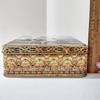 Vintage Francisco de Goya La Vendimia Large Square Tin Storage Container, Decorative Cookie Tin