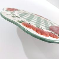 Vintage Green Gingham Plaid and Pumpkin Ceramic Jar Candle Shade and Plate Set, Fall Large Candle Topper