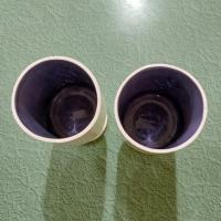 Vintage Hand Painted Ceramic Grape Cluster Goblets, Set of Two, Grape Wine Glasses Chalices