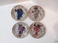 Vintage Godinger Salad Dessert Appetizer Grape Cluster Plates, Set of Four