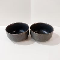 Vintage Gray Stoneware Soup Salad Cereal Bowls, Set of Two