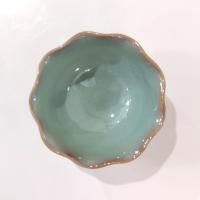 Vintage Green and Gold Ceramic Bowl, Stoneware 5 Inch Serving Bowl