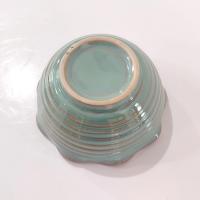 Vintage Green and Gold Ceramic Bowl, Stoneware 5 Inch Serving Bowl