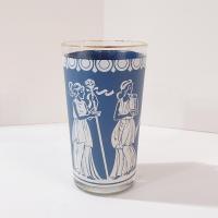 Vintage Jeanette Corinthian Blue Hellenic Greek Roman Themed Glasses, Set of 6