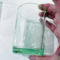 Vintage Handblown Green Glass Tumblers, Set of Two, Juice Glasses