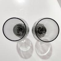 Vintage Smoky Gray Wine Glasses, Set of Two, Large 12 Ounce Wine Goblets, Hand Blown Burgundy Wine Glasses