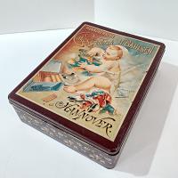 Vintage Hannoversche Cakes-Fabrik Hinged Tin Box, Retro German H. Bahlsen Advertising Metal Tin Container