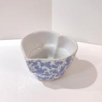 Vintage Blue Spongeware Ceramic Heart Shaped Bowl / Planter Pot, Bennington Potters Morning Glory Blue Heart Baker Bowl