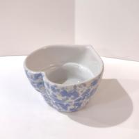 Vintage Blue Spongeware Ceramic Heart Shaped Bowl / Planter Pot, Bennington Potters Morning Glory Blue Heart Baker Bowl