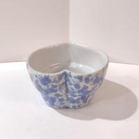 Vintage Blue Spongeware Ceramic Heart Shaped Bowl / Planter Pot, Bennington Potters Morning Glory Blue Heart Baker Bowl