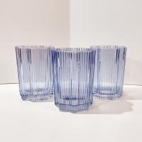 Glass Hause Blue Ribbed Flower Glasses, Set of Three, FabFitFun Collaboration Limited Edition Glasses
