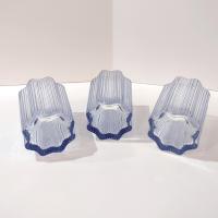 Glass Hause Blue Ribbed Flower Glasses, Set of Three, FabFitFun Collaboration Limited Edition Glasses