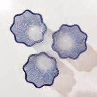 Glass Hause Blue Ribbed Flower Glasses, Set of Three, FabFitFun Collaboration Limited Edition Glasses