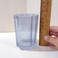 Glass Hause Blue Ribbed Flower Glasses, Set of Three, FabFitFun Collaboration Limited Edition Glasses