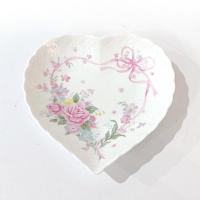 Vintage Mikasa All My Love Heart Shaped Porcelain Trinket Soap Dish with Pink Rose Vine Design