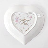 Vintage Mikasa All My Love Heart Shaped Porcelain Trinket Soap Dish with Pink Rose Vine Design