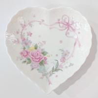 Vintage Mikasa All My Love Heart Shaped Porcelain Trinket Soap Dish with Pink Rose Vine Design