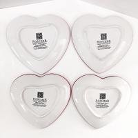 Vintage Red Heart Valentines Day Gift Appetizer Plates, Set of Four, Conversation Heart Plates