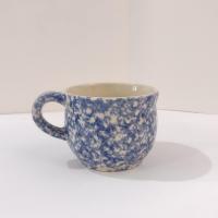 Vintage Blue Spongeware Soup Coffee Mug, Workshops of Gerald E Henn Pottery, Large Ceramic Mug