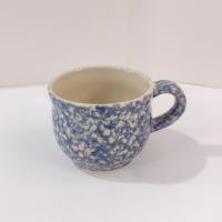 Vintage Blue Spongeware Soup Coffee Mug, Workshops of Gerald E Henn Pottery, Large Ceramic Mug