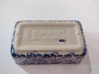 Vintage Blue Spongeware Mini Loaf Ceramic Pan, Workshops of Gerald E Henn Pottery