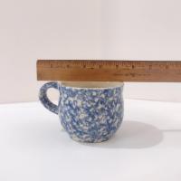 Vintage Blue Spongeware Soup Coffee Mug, Workshops of Gerald E Henn Pottery, Large Ceramic Mug