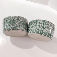Vintage Green Spongeware 5 Inch Bowls, Set of Two, Ceramic Butter Tub, Workshops of Gerald E Henn Pottery, Roseville Spongeware Pottery