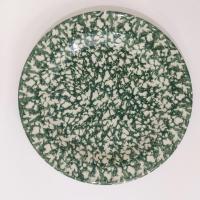 Vintage Green Spongeware Ceramic Dinner Plates, Set of Two, Workshops of Gerald E Henn Pottery