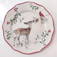 Vintage Better Homes and Gardens Winter Forest Salad Plates, Set of 4, Heritage Collection Luncheon Plates, Deer Cardinal and Holly Berries Plates