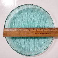 Vintage Arcoroc Turquoise Herringbone 7.5 Inch Blue Glass Salad Dessert Appetizer Plates, Set of Two, Multiple Sets Available