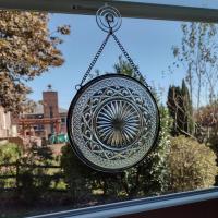 Vintage Clear Pressed Glass Plate Window Hanging, Imperial Glass Cape Cod Plate