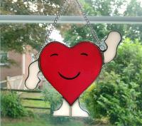 Howdy Heart Stained Glass Suncatcher, Custom Colors Available