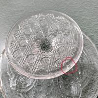 Antique John B Higbee Banner Clear Pressed Glass 9 Inch Pedestal Cake Stand with Scalloped Lip, Vintage EAPG Pastry Dessert Display Plate