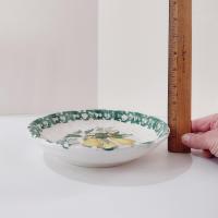Vintage Italian Pasta Bowls with Apple and Pear Motif Design and Green Spongeware Accents, Coupe Soup Bowls, Set of Two