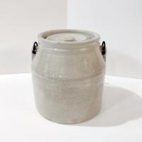 Antique H. A. Johnson Boston Home Made Preserves Stoneware Crock Jar with Lid and Handle, 1890's Ceramic Storage Container