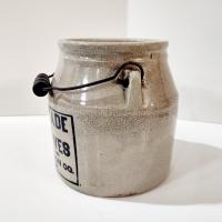 Antique H. A. Johnson Boston Home Made Preserves Stoneware Crock Jar with Lid and Handle, 1890's Ceramic Storage Container