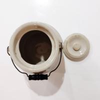 Antique H. A. Johnson Boston Home Made Preserves Stoneware Crock Jar with Lid and Handle, 1890's Ceramic Storage Container