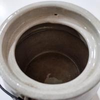 Antique H. A. Johnson Boston Home Made Preserves Stoneware Crock Jar with Lid and Handle, 1890's Ceramic Storage Container